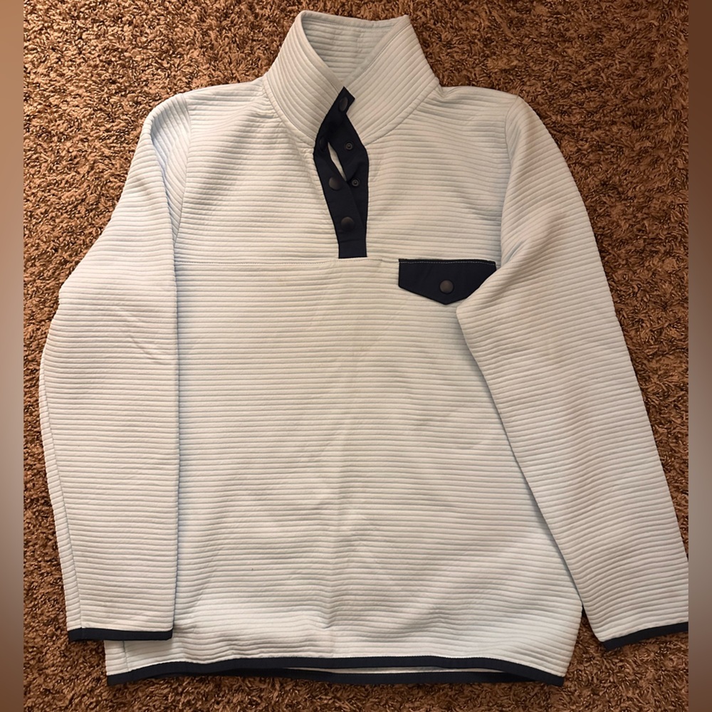 J CREW BABY BLUE PULLOVER 1/4 BUTTON